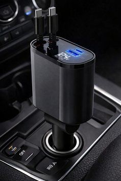 Автомобільний зарядний пристрій із швидкою зарядкою 4в1 Lightning / Type-C / USB 106013 фото