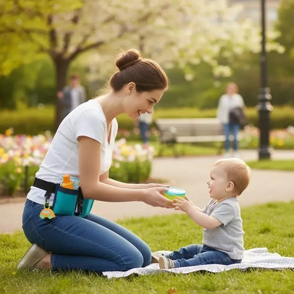 Поясна сумка для мам 4 кармани / Органайзер на пояс для мам до 112 см Waist Diaper Bag / Сумка органайзер для мами 108217 фото