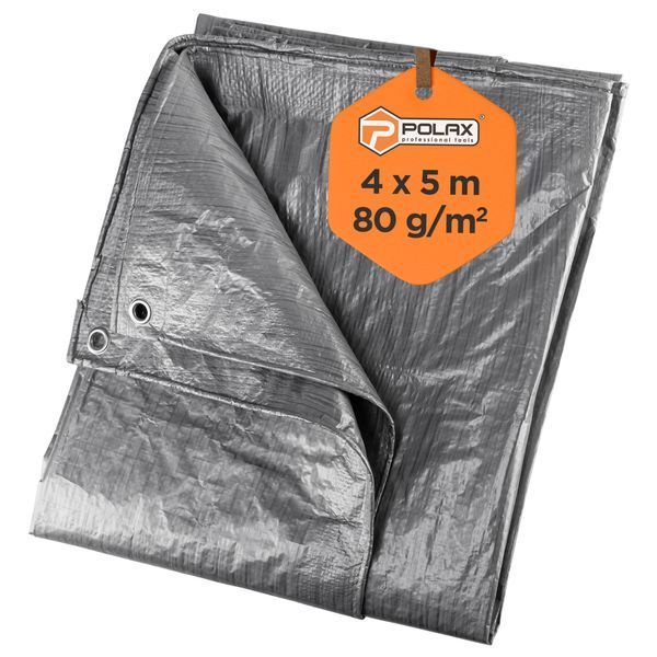 Тент тарпауліновий Polax 4 x 5 м, 80 гр/м2, з вушками, двостороння ламінація (70-109) 70-109 фото