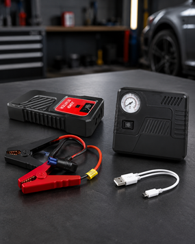 Автомобільний пусковий пристрій для акумулятора JUMP STARTER 69800mah + Компрессор / Пусковий пристрій для авто / Бустер 107877 фото
